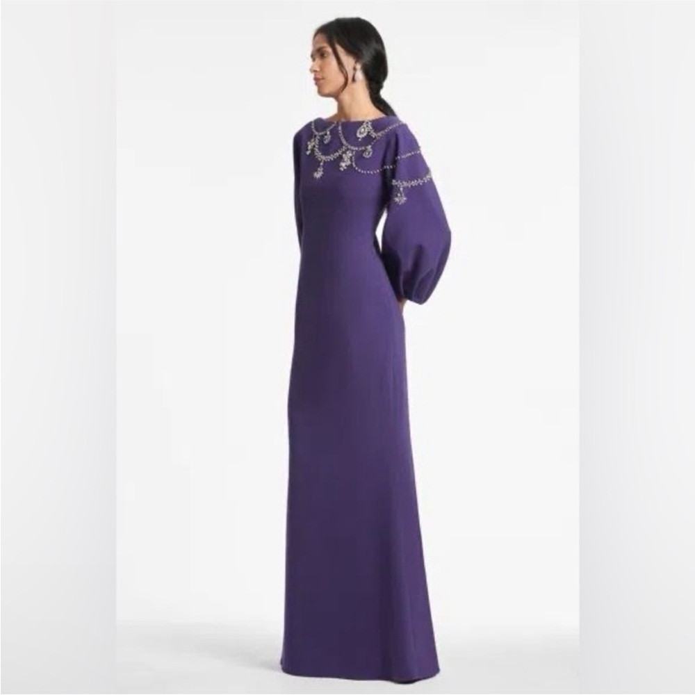 Sachin & Babi Giselle Gown Dress Amethyst Purple Crystal Embellished Size 0 NWT